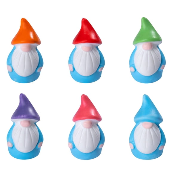 Set of 6 Colorful Mini Garden Gnome Figurines, Decorative Resin Ornaments for Indoor Outdoor Décor, Fairy Garden Accessories
