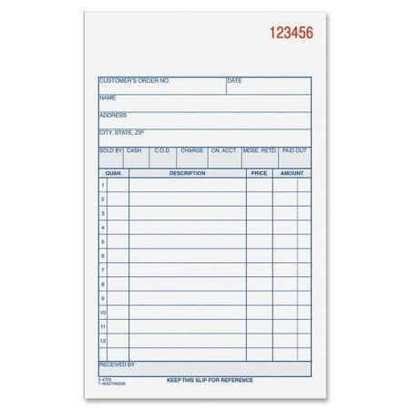 Adams Sales Order Record Book, 3-Part, Carbonless, 4-3/16" x 7-3/16", 50 St/Bk