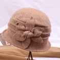 thumbnail image 2 of QASIEATN Cloche Bucket Hats for Women Wool Mother Outdoor Warm Windproof Cap Flower Basin Hat Womens Beret Beanies, 2 of 3