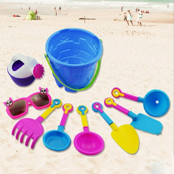 Lolmot Childrens Beach Sand Toy Set, Beach Bucket, Watering Can, Shovel, Rake, Mold,