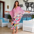 thumbnail image 3 of Xixirimido Heart Shapes Pink Print Women's Kaftan Dresses Plus Size Beach Cover Up V-Neck Batwing Sleeve Swimsuit Coverup Summer Caftan Dress, 3 of 7