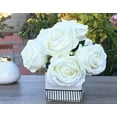 thumbnail image 2 of Enova Home Artificial Open Rose Flower Arrangements With White Square Ceramic Vase, 2 of 4