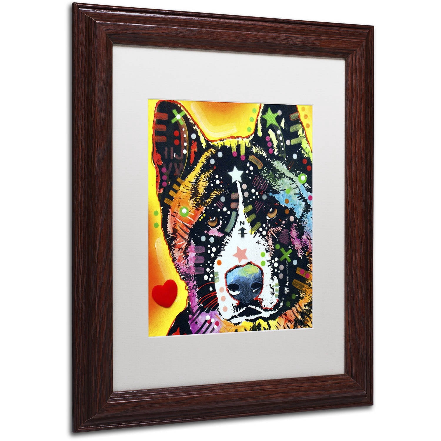 Trademark Fine Art "Akita" Canvas Art by Dean Russo, White Matte, Wood Frame