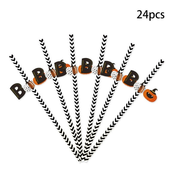 Snmubt 24Pcs Halloween Disposable Straws Spider Pumpkin Witch Straws Insert 2023 Halloween Decoration Happyhalloween Party Supplies Birthday Decoration (F)