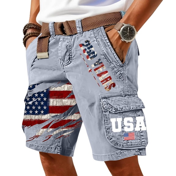 USA 250th Anniversary Cargo Shorts for Men Patriotic America Flag Short Pant with Multi Pockets 4th of July Military Army Trouse