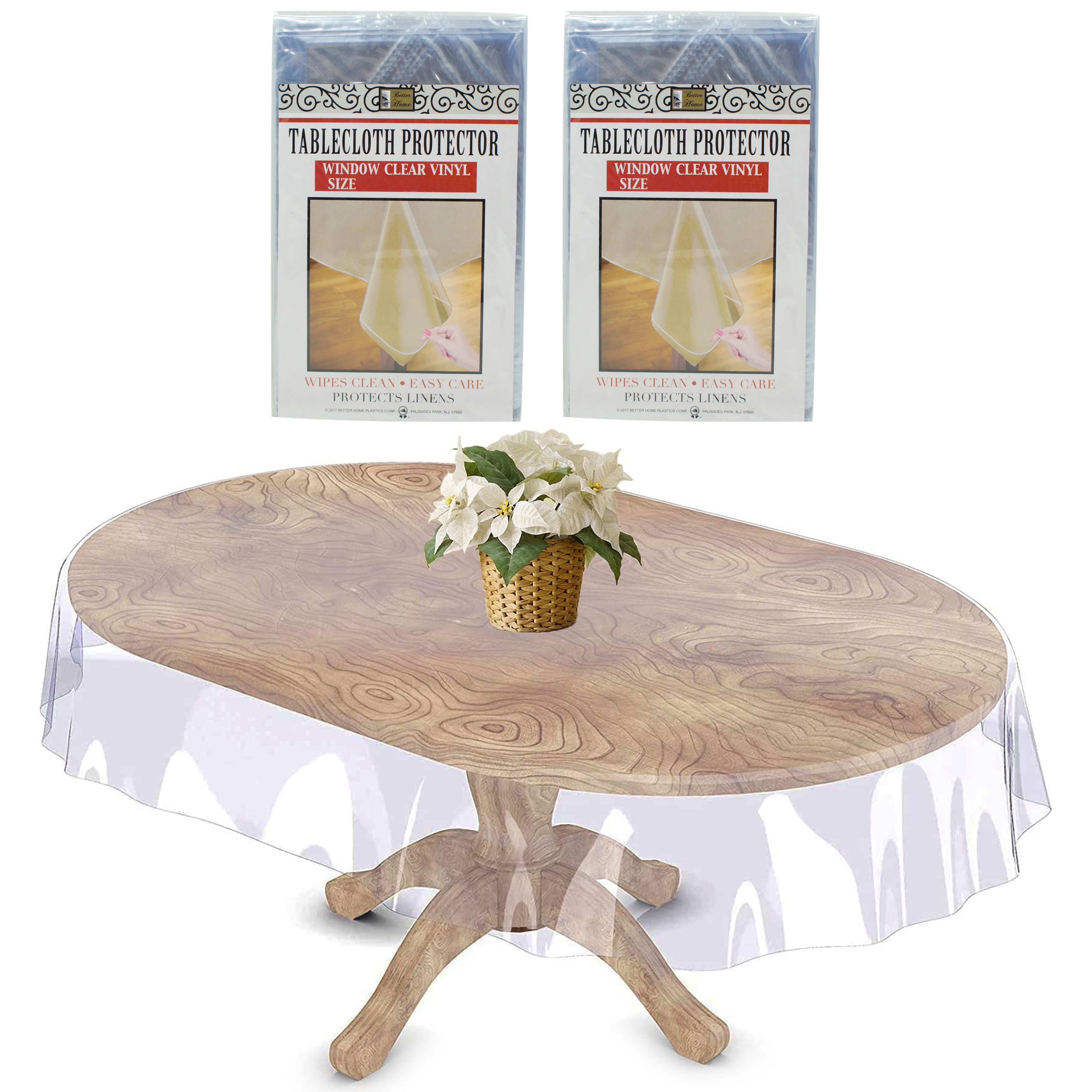 2 Pk Vinyl Clear Oval Tablecloth Cover Heavy Duty Dining Table