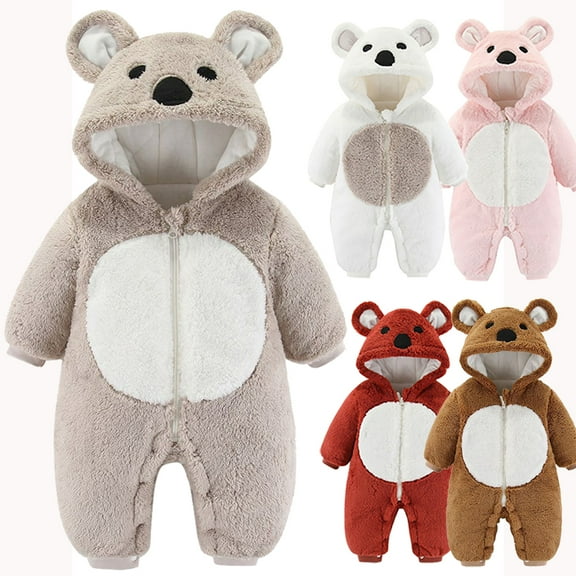 BULLPIANO 0-2T Boys Girls Winter Snowsuit Jumpsuit Toddler Baby Fleece Thick Warm Rompers Cartoon Bodysuits Outwear