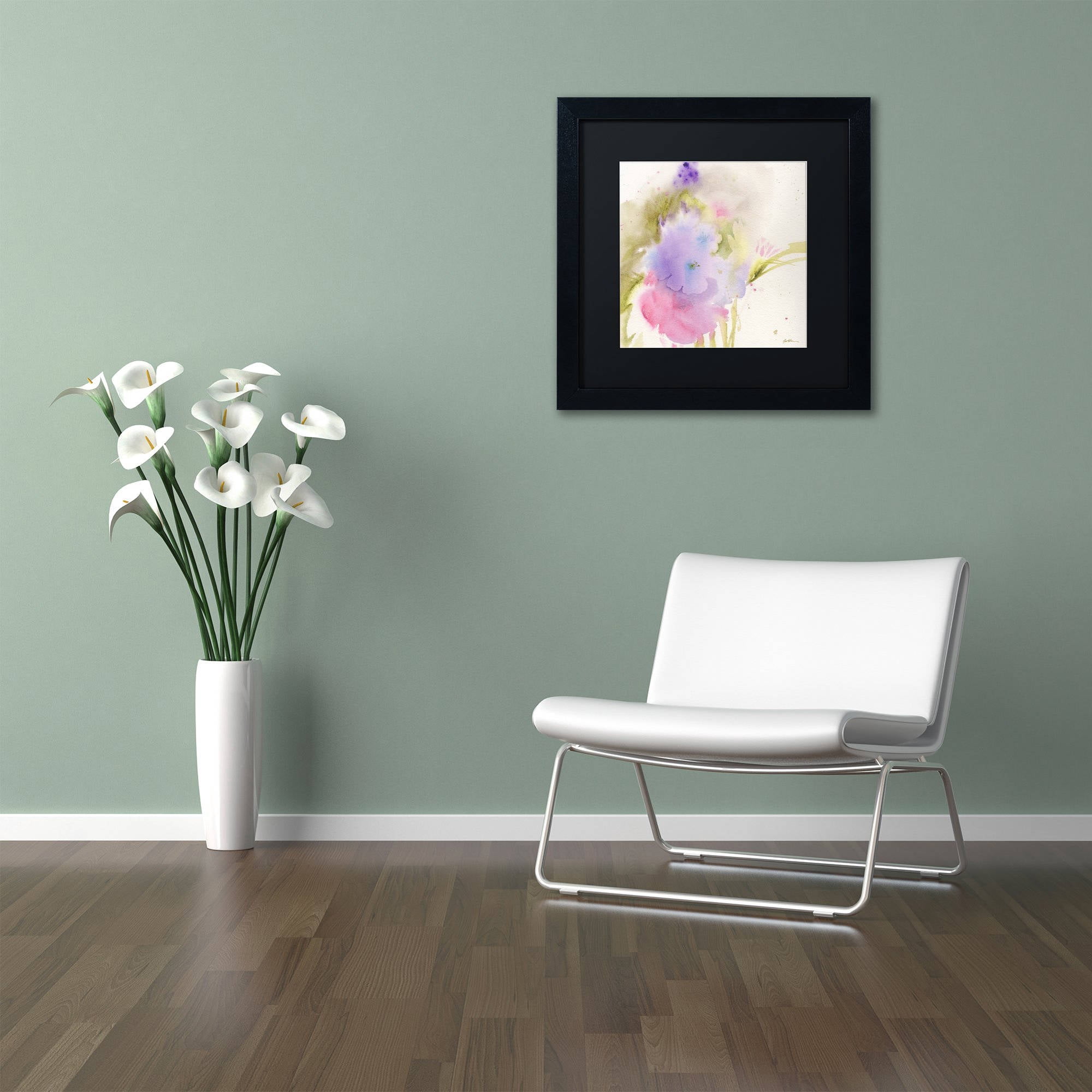 Trademark Fine Art "Purple Blooming" Canvas Art by Sheila Golden, Black Matte, Black Frame