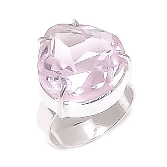 Natural Pink Kunzite Gemstone 925 Sterling Silver Jewelry Ring Size 7.5