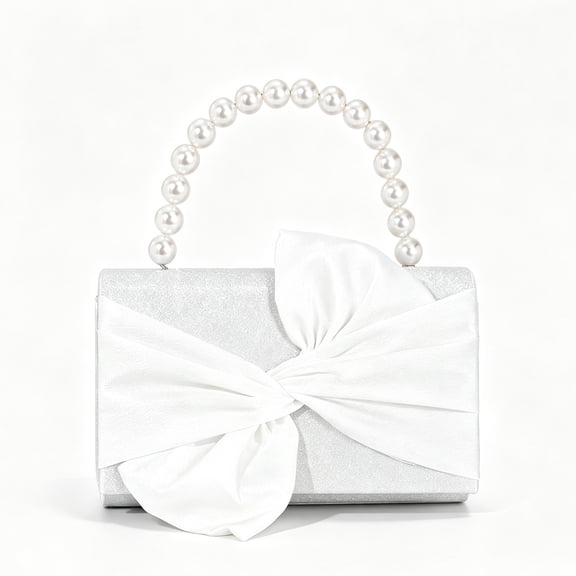 REMANLAND Women's Satin Evening Clutch, White