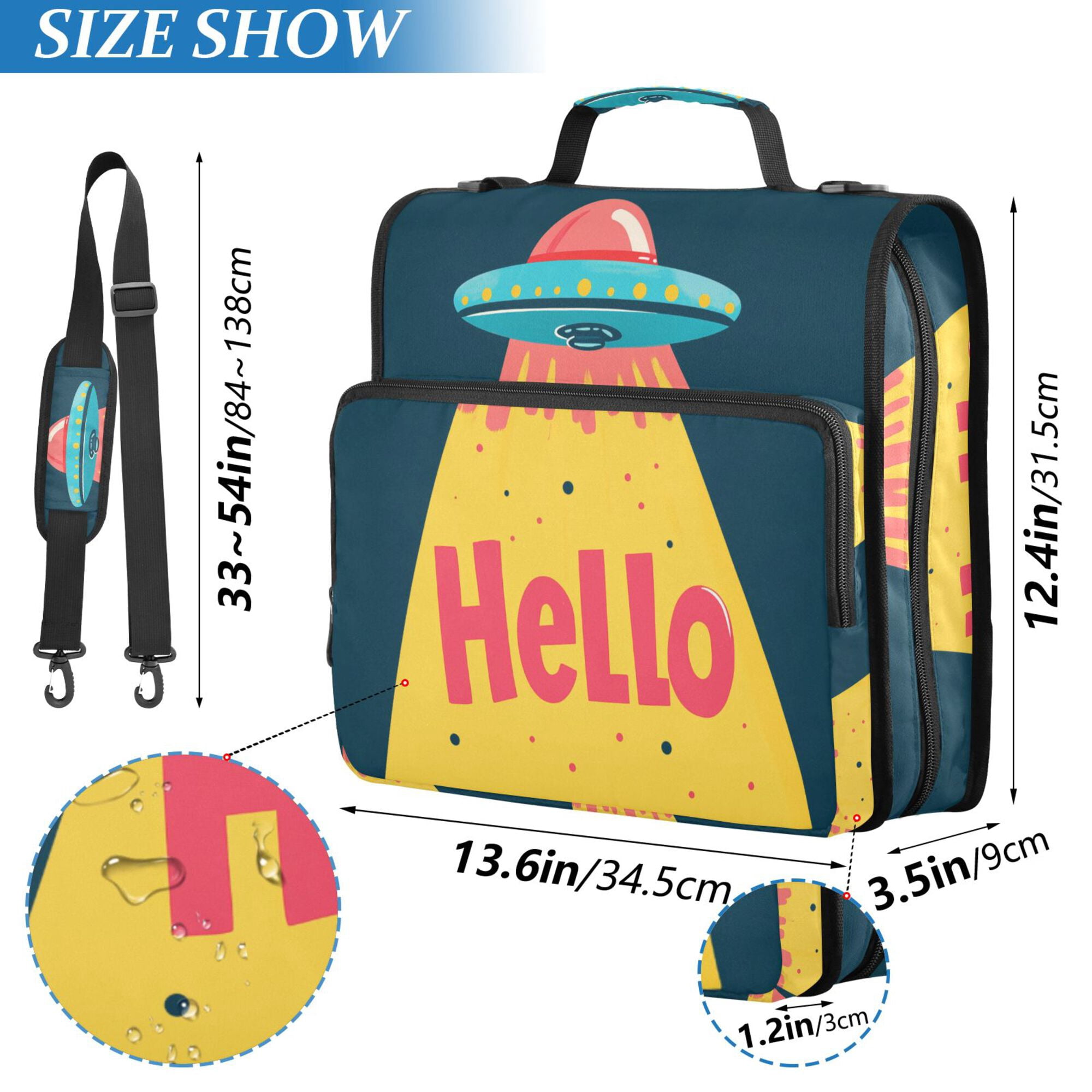 FORMRS Zipper Binder with Shoulder Strap 2-inch Ring 500 Sheet Capacity File Bag, Blue UFO