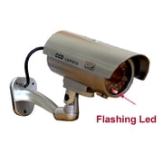 JYtrend Outdoor Dummy Fake Security Camera with Inflared LEDs Blinking Light, Silver