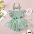 thumbnail image 2 of Baby Onesies Girl Baby Girls Romper Dress Summer Jumpsuits Clothes Knitted Tutu Mesh Floral Skirt with Headband, 2 of 4