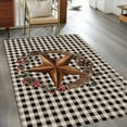 thumbnail image 2 of Farmhouse Country Area Rugs 4x6 ft Star Bless This Home Black Buffalo Plaid Washable Rug Non Slip Indoor Carpet Absorbent Floor Mat for Living Room Bedroom Dining Room, 2 of 9