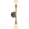 thumbnail image 1 of Aplique de pared para baño con 2 luces E27, estilo industrial moderno, aplique de pared para tocador, aplique de pared para baño (dorado/negro), 1 of 5