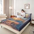 thumbnail image 3 of jejeloiu Sea Beach Twin Sheet Sets,Orange Sunset Bedding,Hawaii Summer Holiday 03 For Men Women 3-Piece, 3 of 7