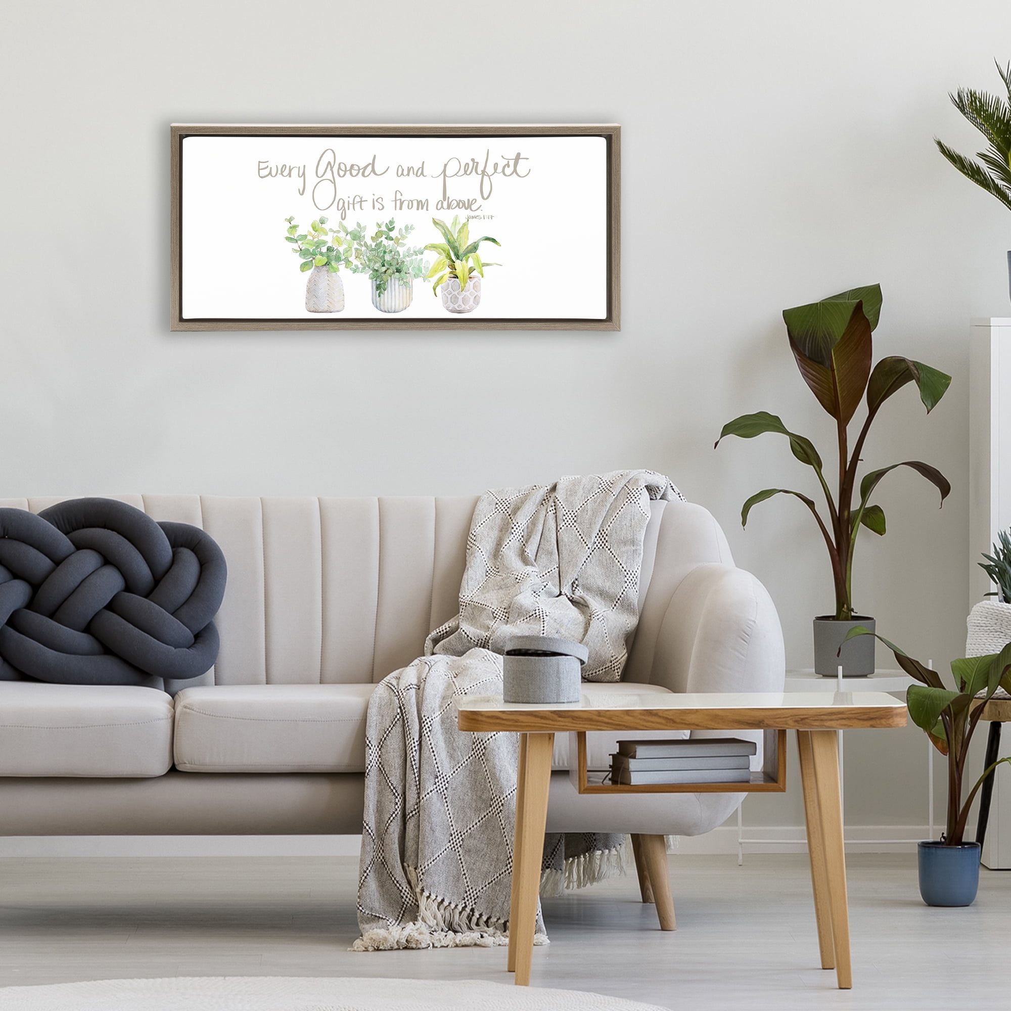 Stupell Industries Every Good & Perfect Gift Brown Framed Floater Canvas Wall Art, design by Lanie Loreth