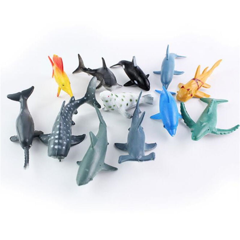 24pcs Plastic Ocean Animals Figure Sea Creatures Dolphin Toys Whale Kids Tu O9F2 