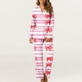 thumbnail image 2 of Hyknon Womens Pajama Sets Home Fashion Cute Bow Printed Soft Comfortable Two Piece Set Daily Home Wear Long Sleeve Turndown Collar Tops with Pajama Pants, 2 of 5
