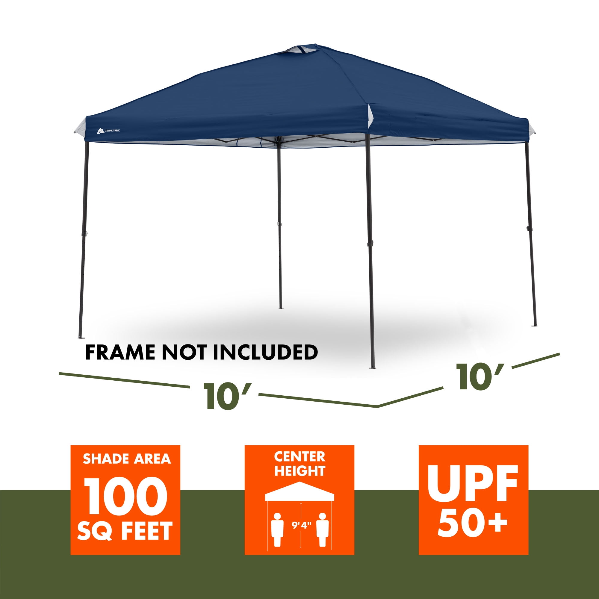 Ozark Trail 10' x 10' Straight Leg Canopy Top, Dark Blue