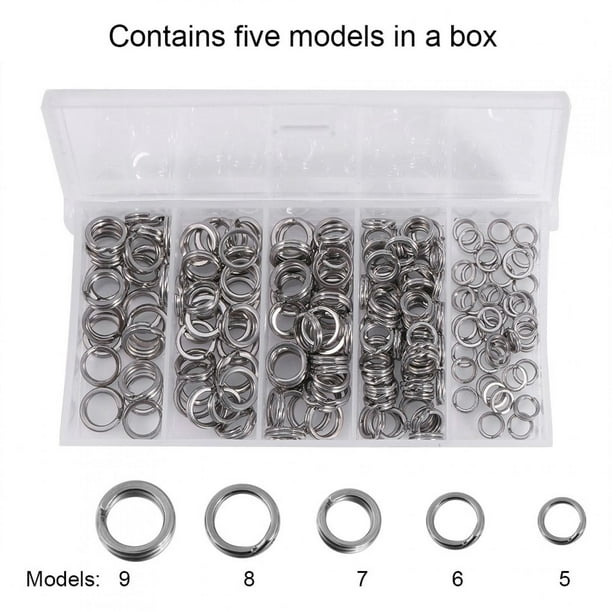 WALFRONT 200PCS 5Sizes Heavy Duty Stainless Steel Split Rings Solid Lures  Connectors Fishing Tackle, Fishing Split Rings, Split Rings