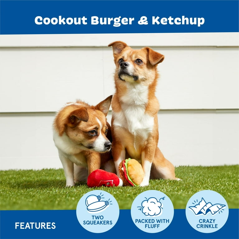 Bark Cookout Burger And Ketchup Dog Toys | PetSmart