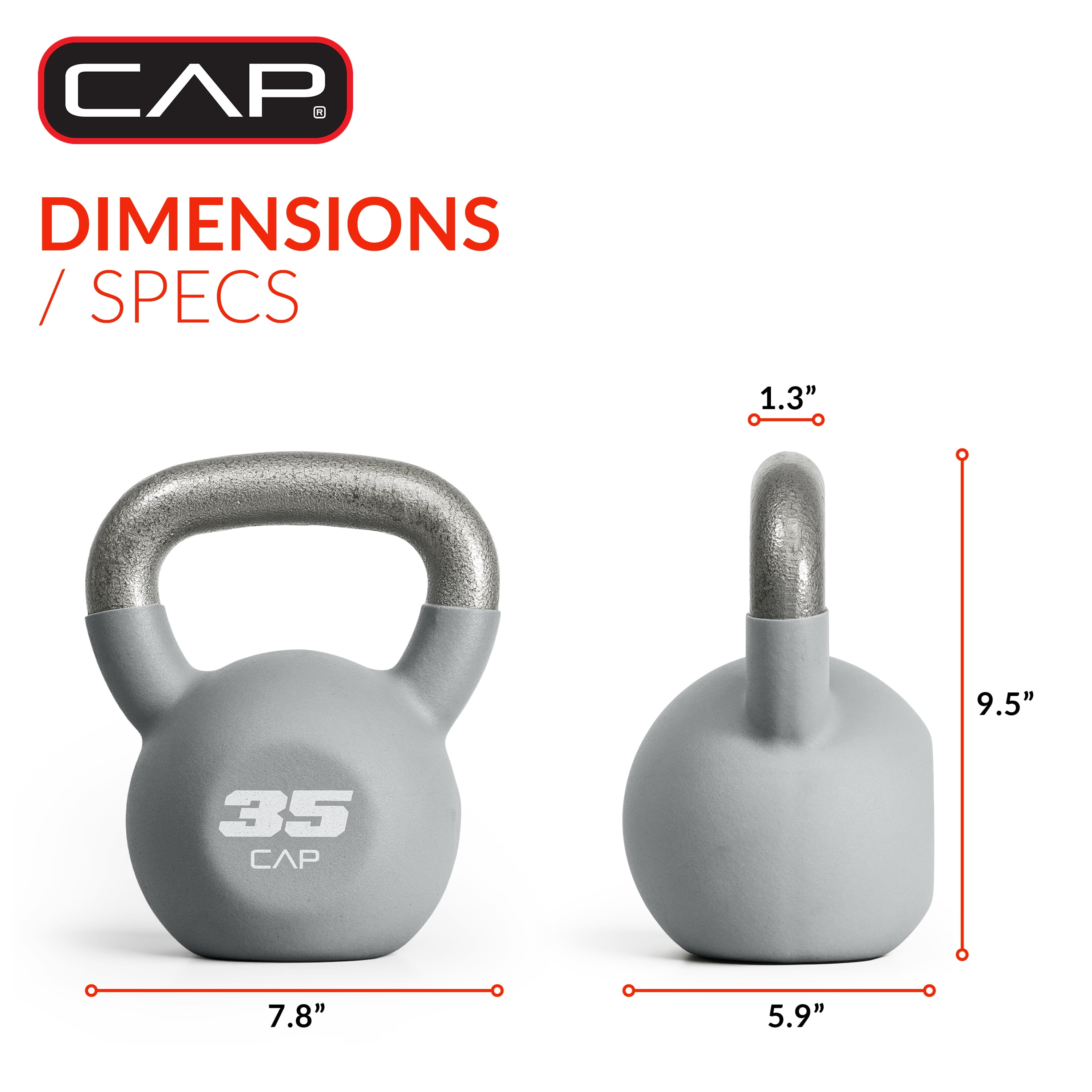 CAP, 35lb Neoprene Coated Kettlebell, Gray