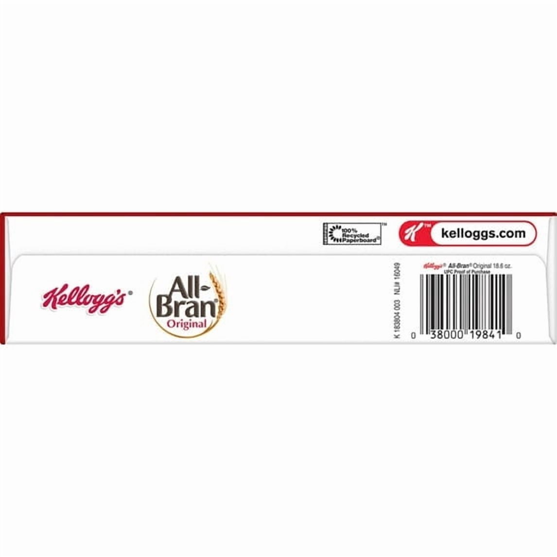 Kellogg's All Bran Breakfast Cereal, 8 Vitamins and Minerals, High Fiber Cereal, Original, 18.6oz Box(pack of 4)