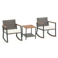 thumbnail image 6 of 3 Pieces Rocking Bistro Set, Patio Rattan Furniture Conversation Chairs with Coffee Table & Cushions for Balcony Porch Poolside, 6 of 6