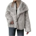 thumbnail image 2 of Abrigo informal con capucha y manga larga para mujer, chaquetas y abrigos de imitación cálidos de invierno, chaqueta de imitación peluda y cálida, abrigo de manga larga para mujer, 2 of 9