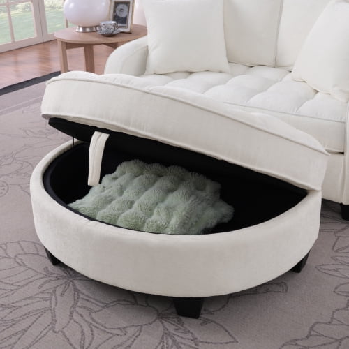 Loveseat Recliner, Double Sofa Bed with Storage Footstool and Irregular Armrests, Corduroy Convertible Bed, Perfect for Living Rooms, Beige