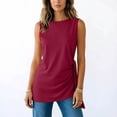 thumbnail image 5 of Kukoosong Women's Tunic Tank Tops, Side Ruched Irregular Hem Loose Fit Camisole Tops, Soft Stretchy Long Vest Shirts for Beach, Summer Casual Round Neck Sleeveless Tanks, 5 of 7