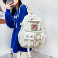 thumbnail image 6 of Cute Women Backpack Preppy Multi-Pocket Nylon Schoolbag Book Bags (Beige), 6 of 6