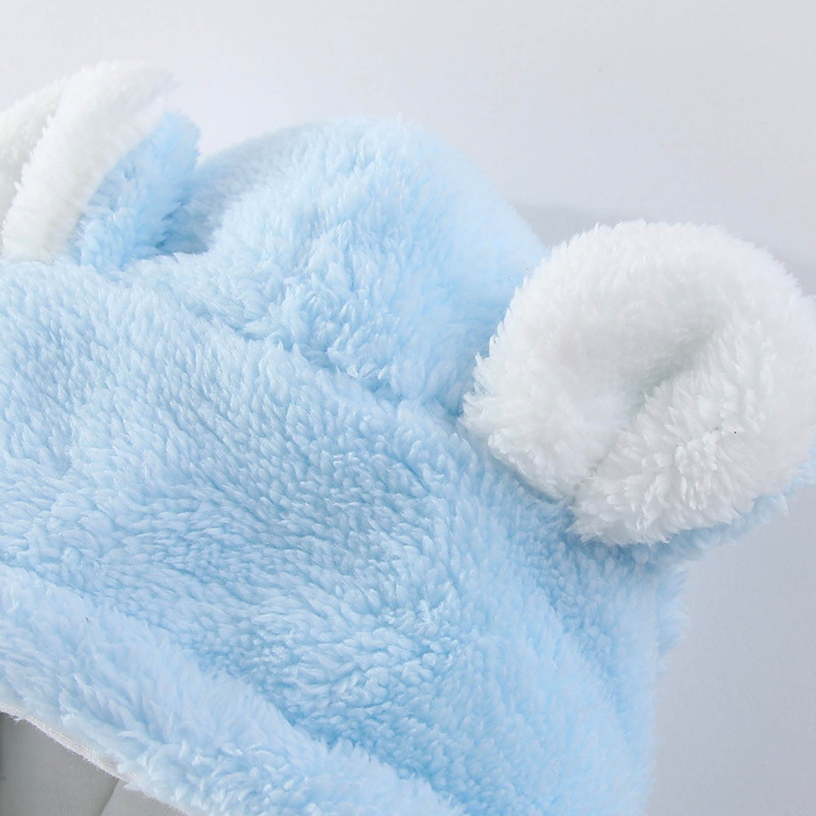 FAIOROI Light Blue Kids Girl Bear Onesie - Warm Footed Kids Jumpsuit with Front Zipper & Quilted Lining, Plush Ears, Fall/Winter Wear for 0-12M Daily/Photo Use,Size 6 Months