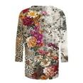 thumbnail image 5 of CYMMPU Flower Pattern 3/4 Sleeve Tunic Tops Fall Trendy Shirts Loose Fit Blouses for Women Dressy Casual Round Neck Spring Tops Lightweight Basic Tees Multicolor XXXXL, 5 of 5
