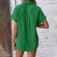thumbnail image 4 of STETMN Women's Cotton Gauze Blouse Casual Roll Short Sleeve Shirt Collared Button Down Shirts with Pockets for Officewear, 4 of 6