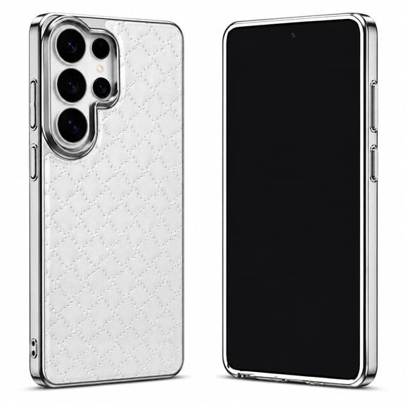 Corliven for Samsung Galaxy S25 Ultra Case, Lightweight PU Leather Hard PC Magnetic Back Cover with Wireless Charging, White