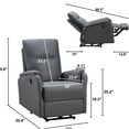 thumbnail image 4 of JERFIT Power Recliner Chair with USB Charging, Padded Fabric Reclining Chair with Cup Holder, Comfortable Recliner for Living Room, Bedroom, Grey, 4 of 6