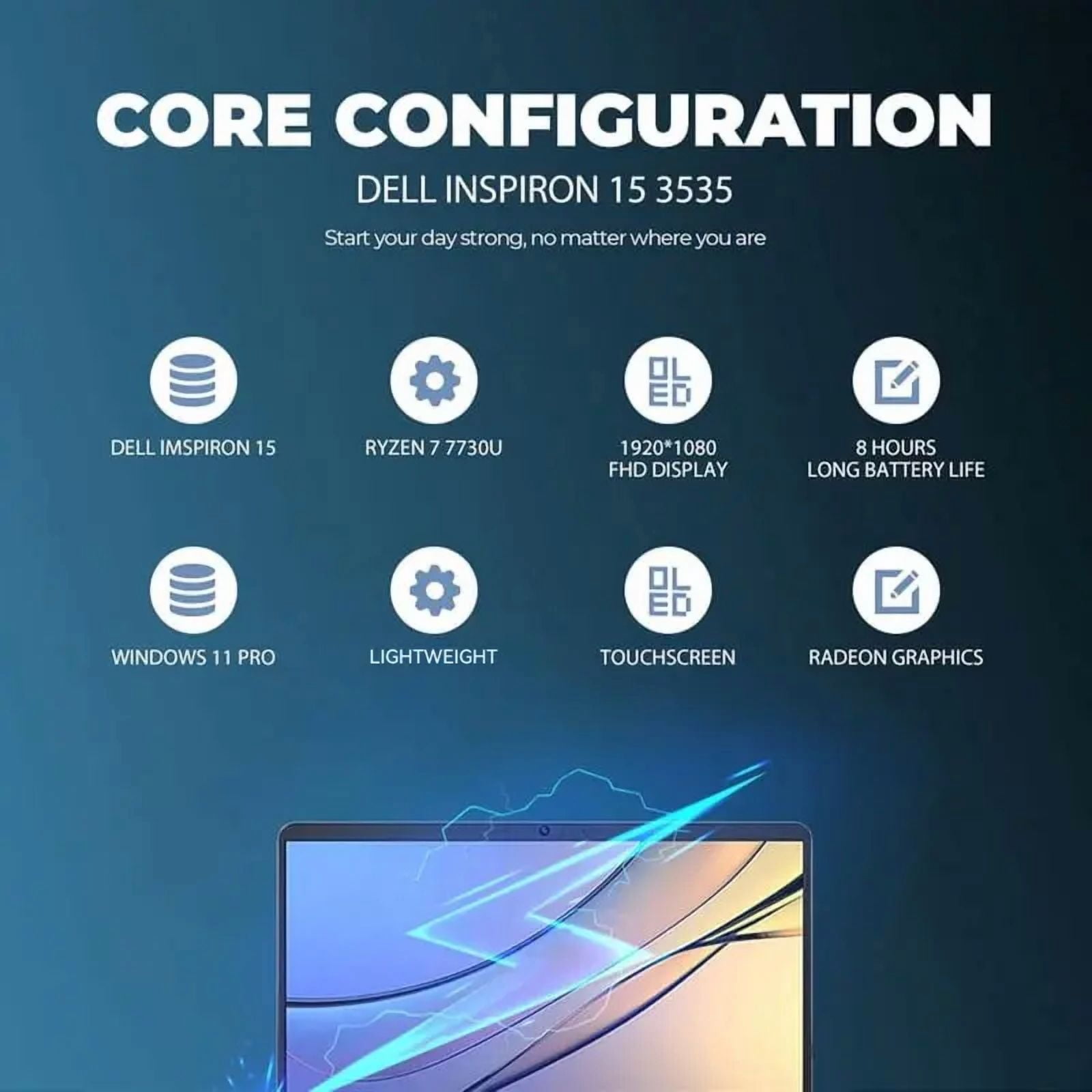 Dell Inspiron 15.6" Touchscreen Laptop, Ryzen 7 7730U 4.5 GHz, 16GB RAM, 512GB SSD, Full HD Display, Windows 11 Pro, Includes Accessories, Ideal for Personal & Business Use