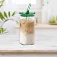 thumbnail image 7 of Square Glass Cups with Lids and Straws, Heat Resistant Clear Drinking Tumblers for Coffee, Tea & Daily Home Drinkware Use, 7 of 7