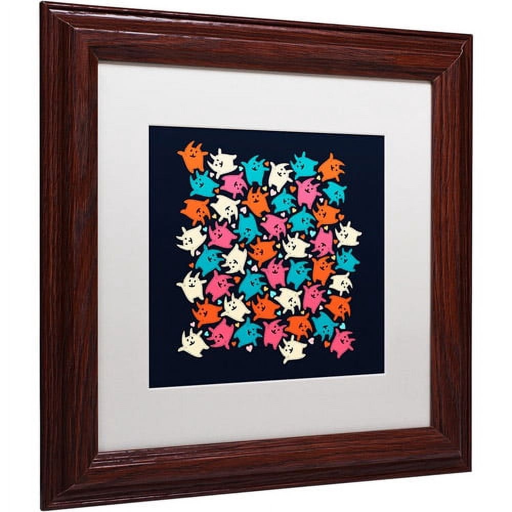 Trademark Fine Art "Tiny Tumbling Kittens" Canvas Art by Carla Martell, White Matte, Wood Frame