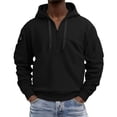 thumbnail image 2 of Zylanna Men's Hooded Sweatshirts with Pockets, Solid Color Long Sleeve Quarter Zip Soft & Comfy Casual Outdoor Hoodies Tops for Men Black, 2 of 7
