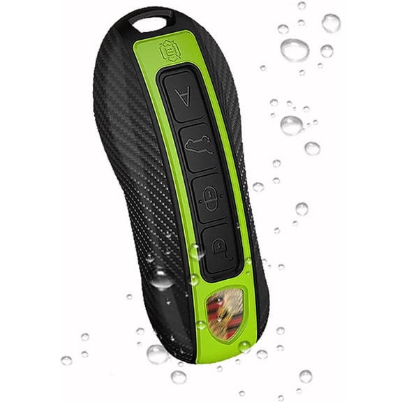Carbon Fiber Key Case Cover compatible with 2017 2018 2019 2020 2021 Porsche 911 Cayenne Panamera Holder shell with Keychian