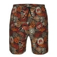 thumbnail image 3 of Honeii's Coffee Stamp Print Men's Casual Shorts with Drawstring，Swim Trunks Quick Dry Beach Shorts, 3 of 5