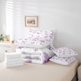 thumbnail image 6 of Homewish 3D Butterfly Printed 7-Piece Bedding Comforter Set,Boho Butterflies Flower King Bedding Sets,Purple White Bed Sheets For Girl Kids,Luxury Bedroom Decor Reversible, 6 of 8