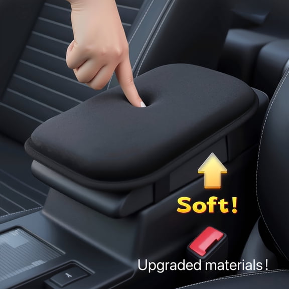 1.5-Inch Thick Memory Foam Car Center Armrest Pad, Ultra-Soft Breathable Elbow Support, Washable Anti-Scratch Cover, Easy Install, Universal Fit SUV Truck Van for Long Drives