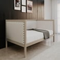 thumbnail image 2 of Home Design Cairo Twin Daybed with Upholstered Frame, Plush Foam Padding, Brass Nailhead Trim, Durable Construction, Stylish Seating and Sleeping Solution, Gray/Warm Gray, 2 of 11