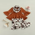 thumbnail image 2 of EIMELI Toddler Baby Girls Spring Princess Flare Pants Set O-Neck Ruffles Tops + Bell Bottom Pants Headband, 2 of 6