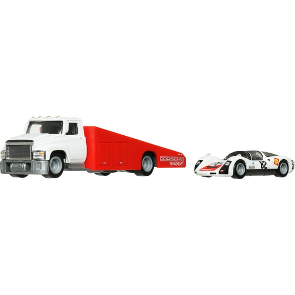 Hot Wheels Team Transport Truck & Race Car, Gift for Racing Collectors
