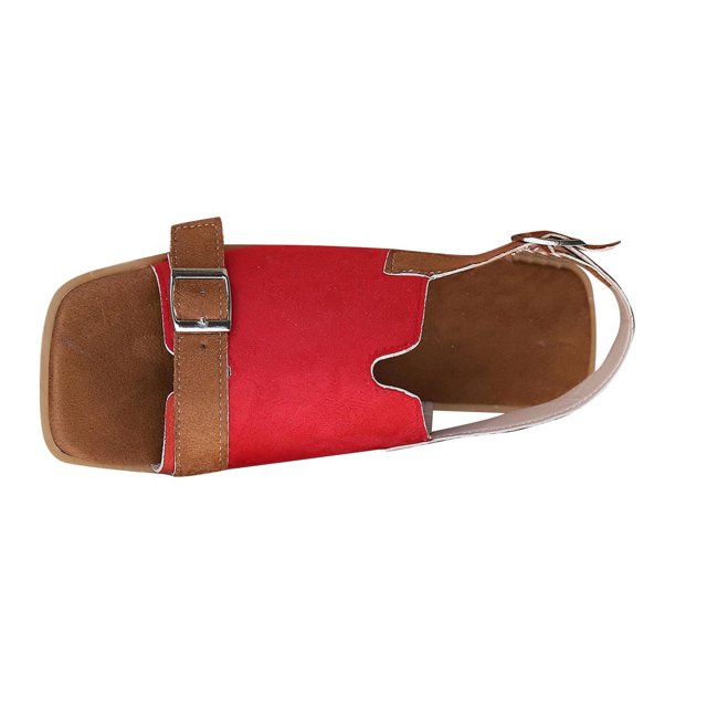 Summer New Plus-size One-line Buckle Matching Color To Wear Beach Sandals Summer Sandals Red 36